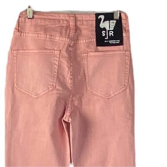 NWT Free People X Sandrine Rose Super Flare Denim Jeans Petal Pink - Picture 4 of 13